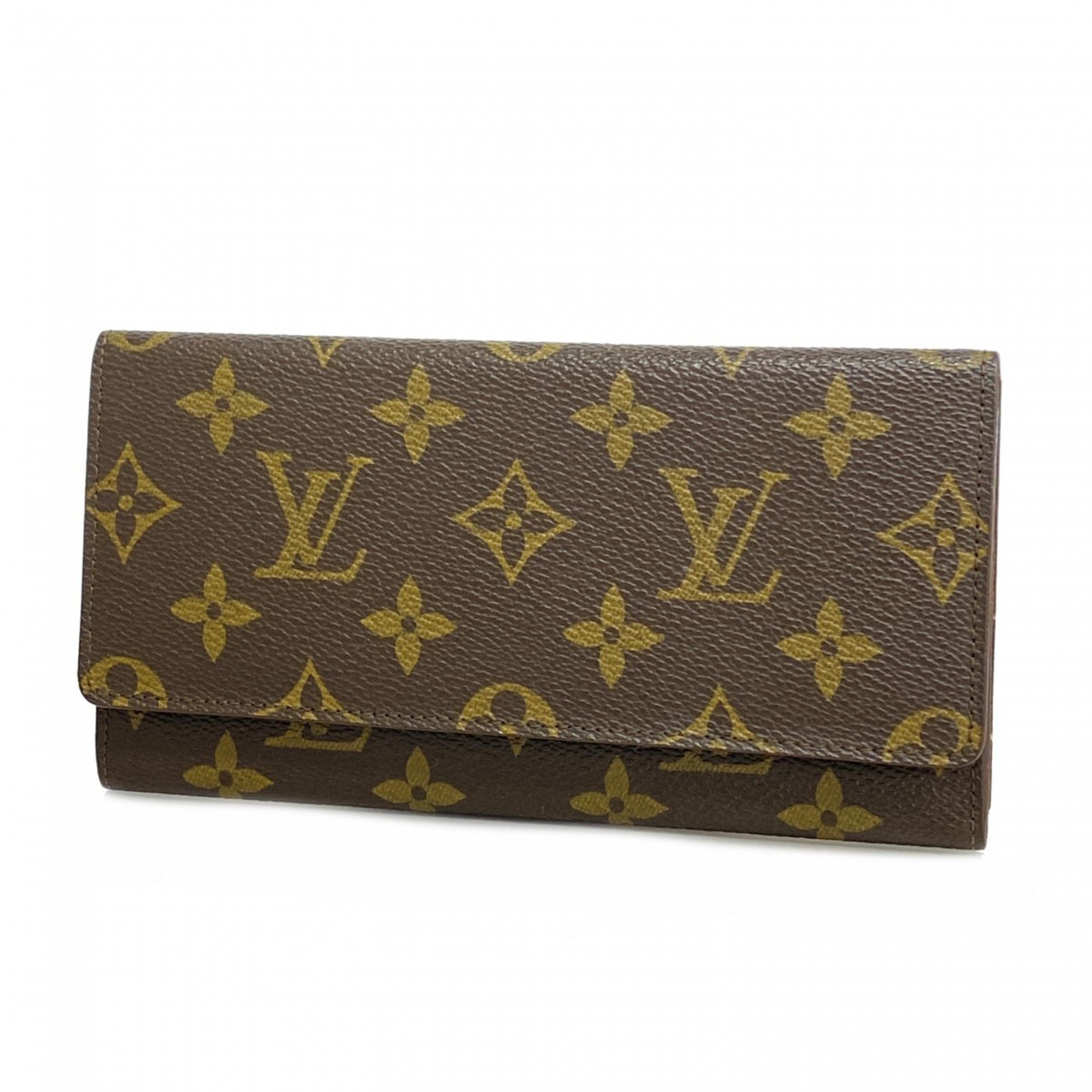 Louis Vuitton Long Wallet Monogram Porto Yen M6182 Brown Men's Women's