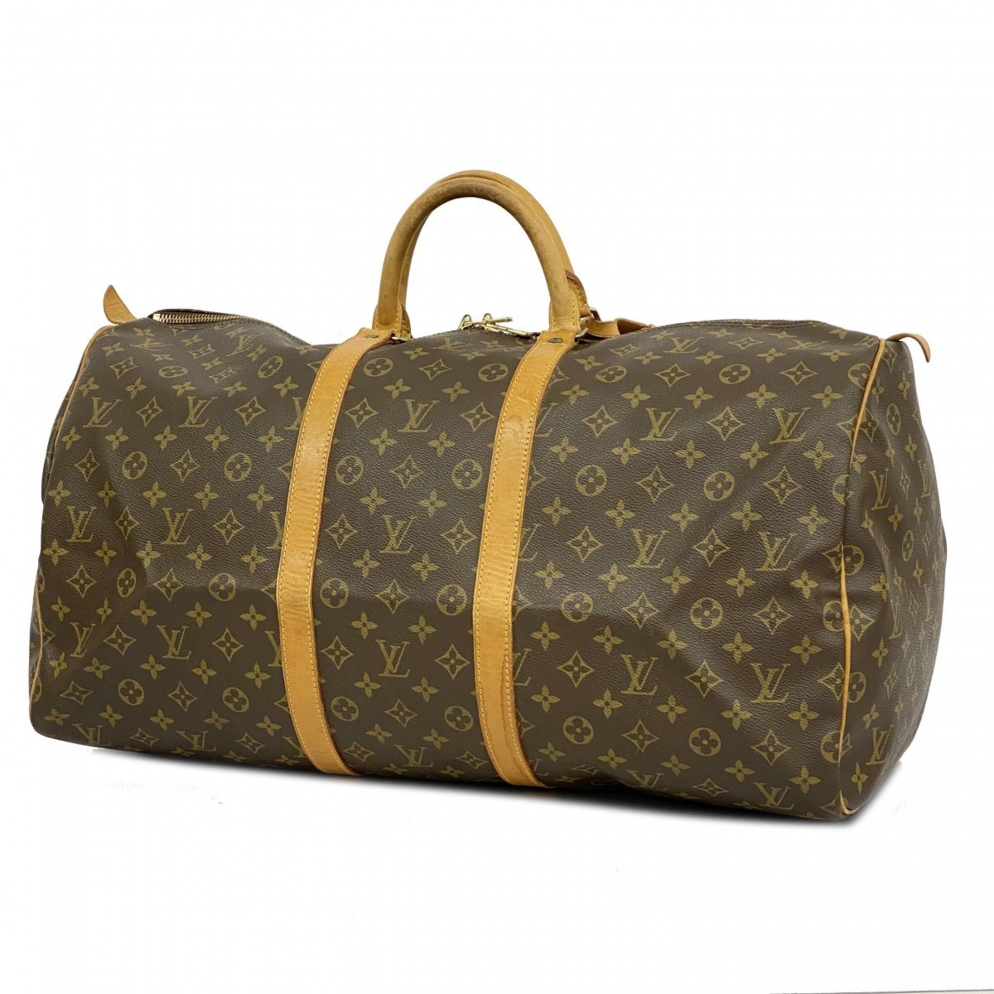 Louis Vuitton Boston Bag Monogram Keepall 55 M41424 Brown Men's Women's