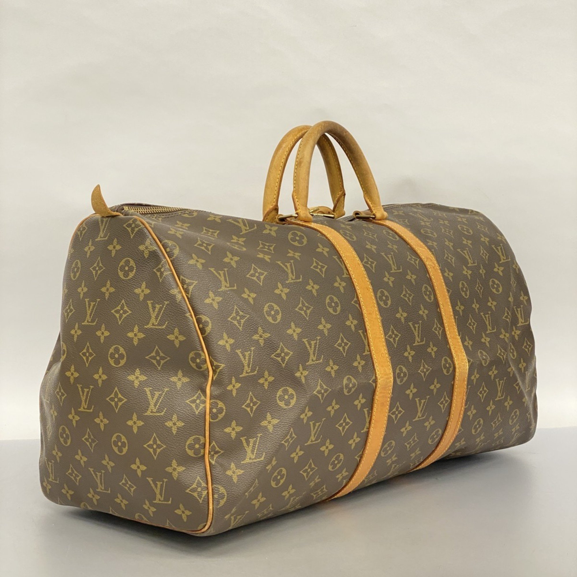 Louis Vuitton Boston Bag Monogram Keepall 55 M41424 Brown Men's Women's