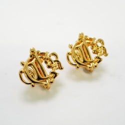 Christian Dior Earrings Emblem GP Plated Gold Ladies