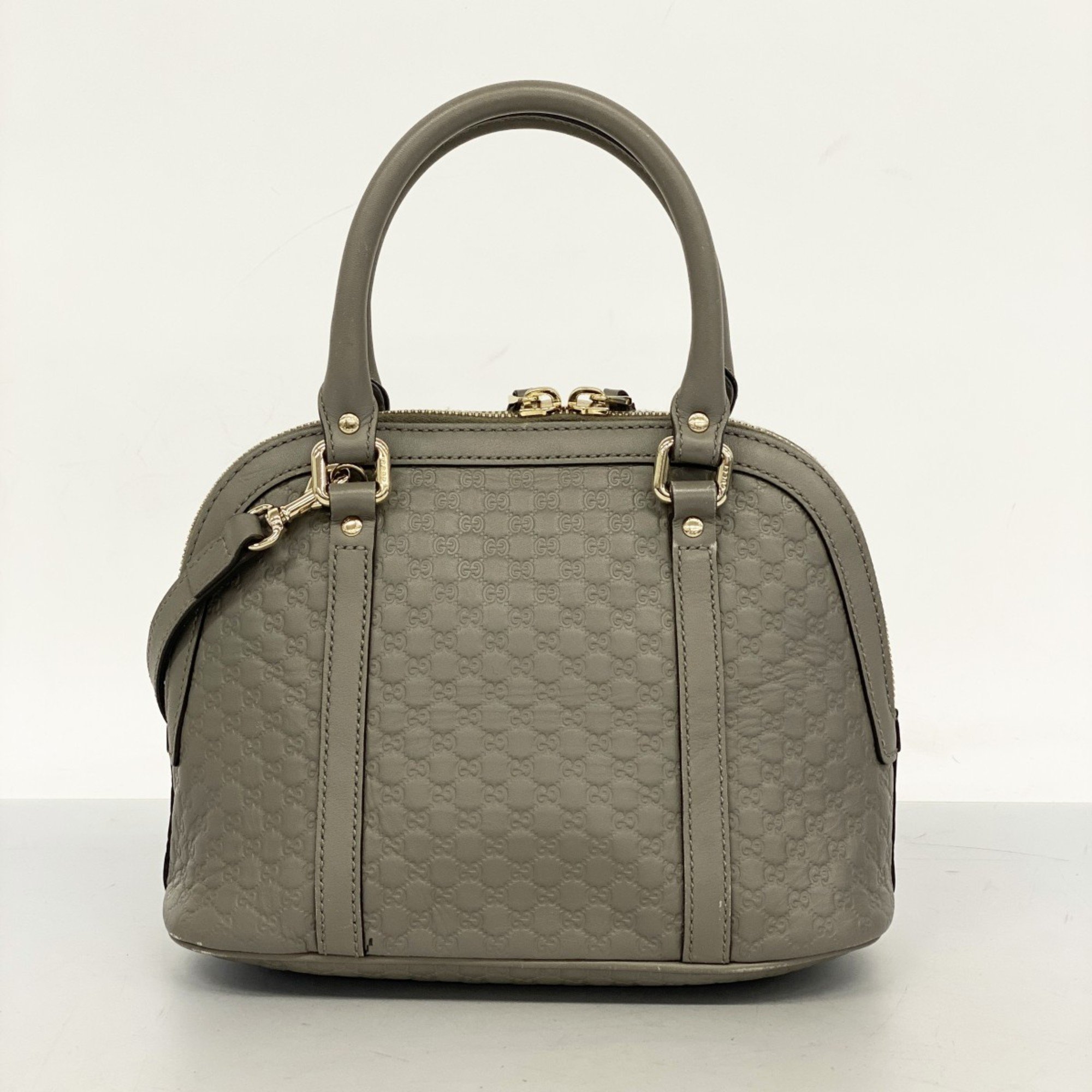 Gucci handbag Micro Guccissima 449654 leather grey champagne ladies