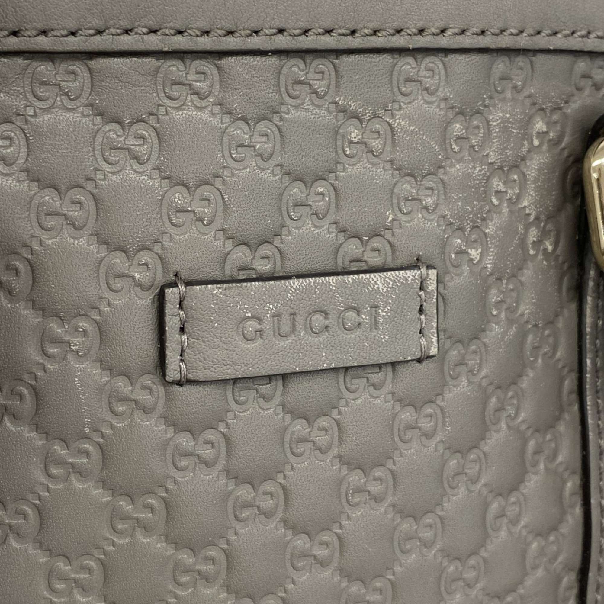 Gucci handbag Micro Guccissima 449654 leather grey champagne ladies