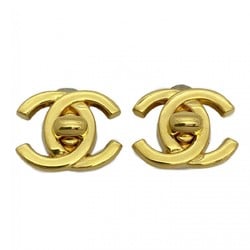 Chanel earrings turn lock GP plated gold ladies