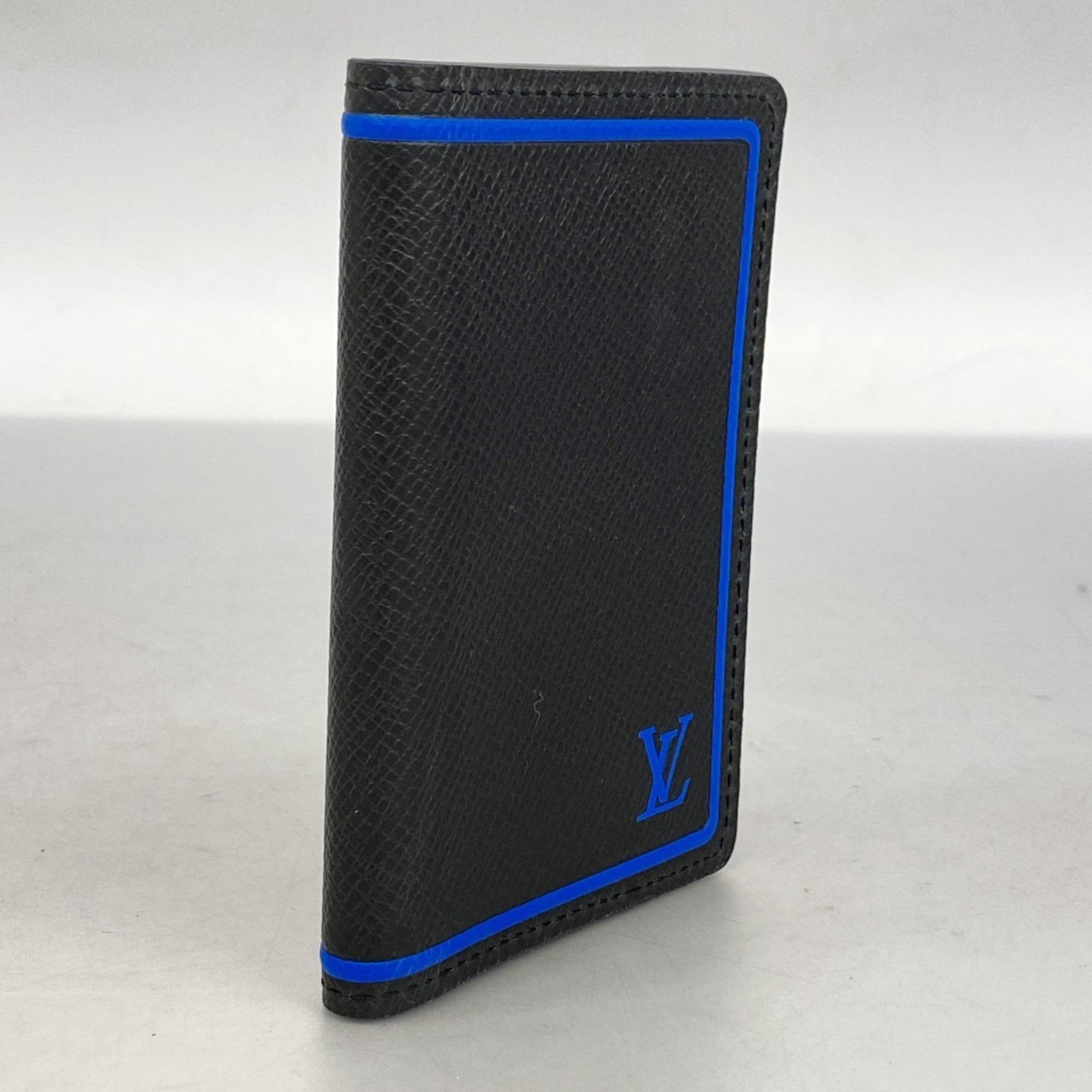 Louis Vuitton Business Card Holder/Card Case Taiga Organizer De Poche M63329 Blue Noir Men's