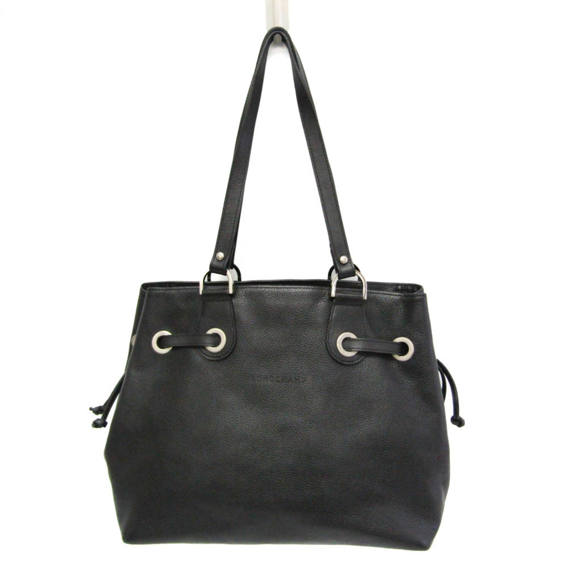 Longchamp Women's Leather Shoulder Bag,Tote Bag Black