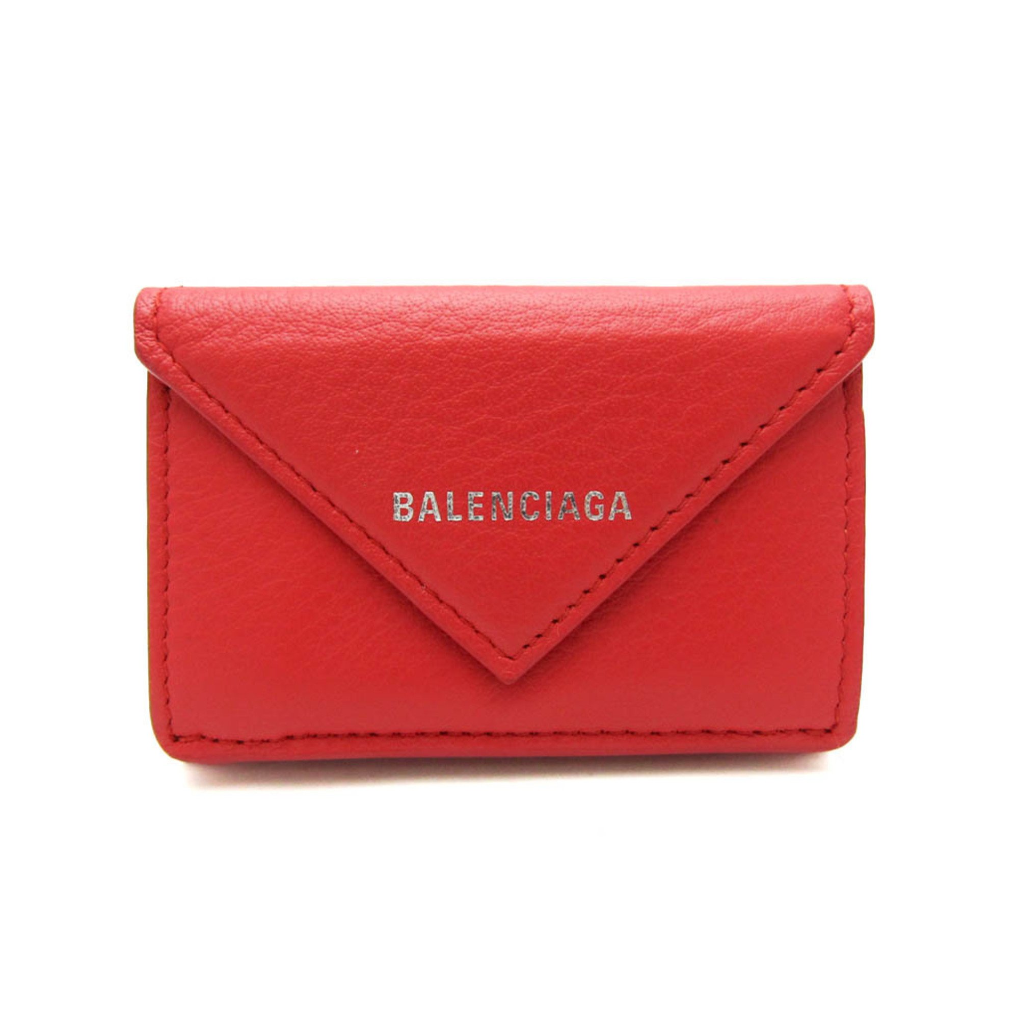 Balenciaga Papier Mini Wallet 391446 Women's Leather Wallet (tri-fold) Red Color