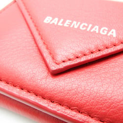 Balenciaga Papier Mini Wallet 391446 Women's Leather Wallet (tri-fold) Red Color