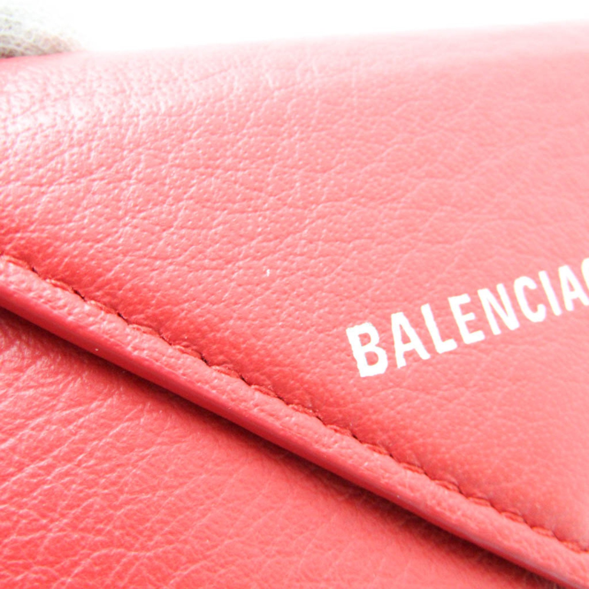 Balenciaga Papier Mini Wallet 391446 Women's Leather Wallet (tri-fold) Red Color