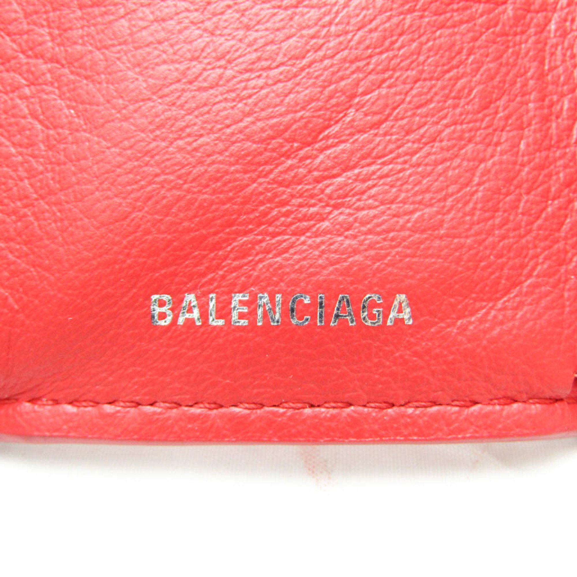 Balenciaga Papier Mini Wallet 391446 Women's Leather Wallet (tri-fold) Red Color