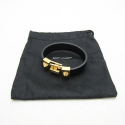 Saint Laurent Studs Leather,Metal Bracelet Black,Gold