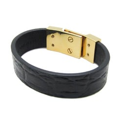 Saint Laurent Studs Leather,Metal Bracelet Black,Gold