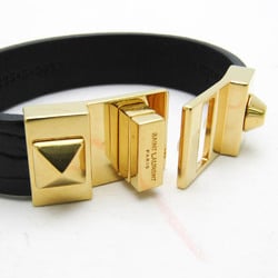 Saint Laurent Studs Leather,Metal Bracelet Black,Gold