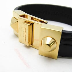 Saint Laurent Studs Leather,Metal Bracelet Black,Gold