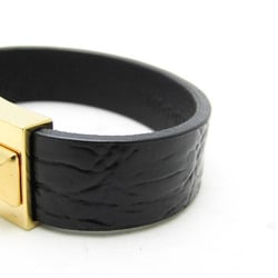 Saint Laurent Studs Leather,Metal Bracelet Black,Gold