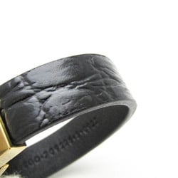 Saint Laurent Studs Leather,Metal Bracelet Black,Gold