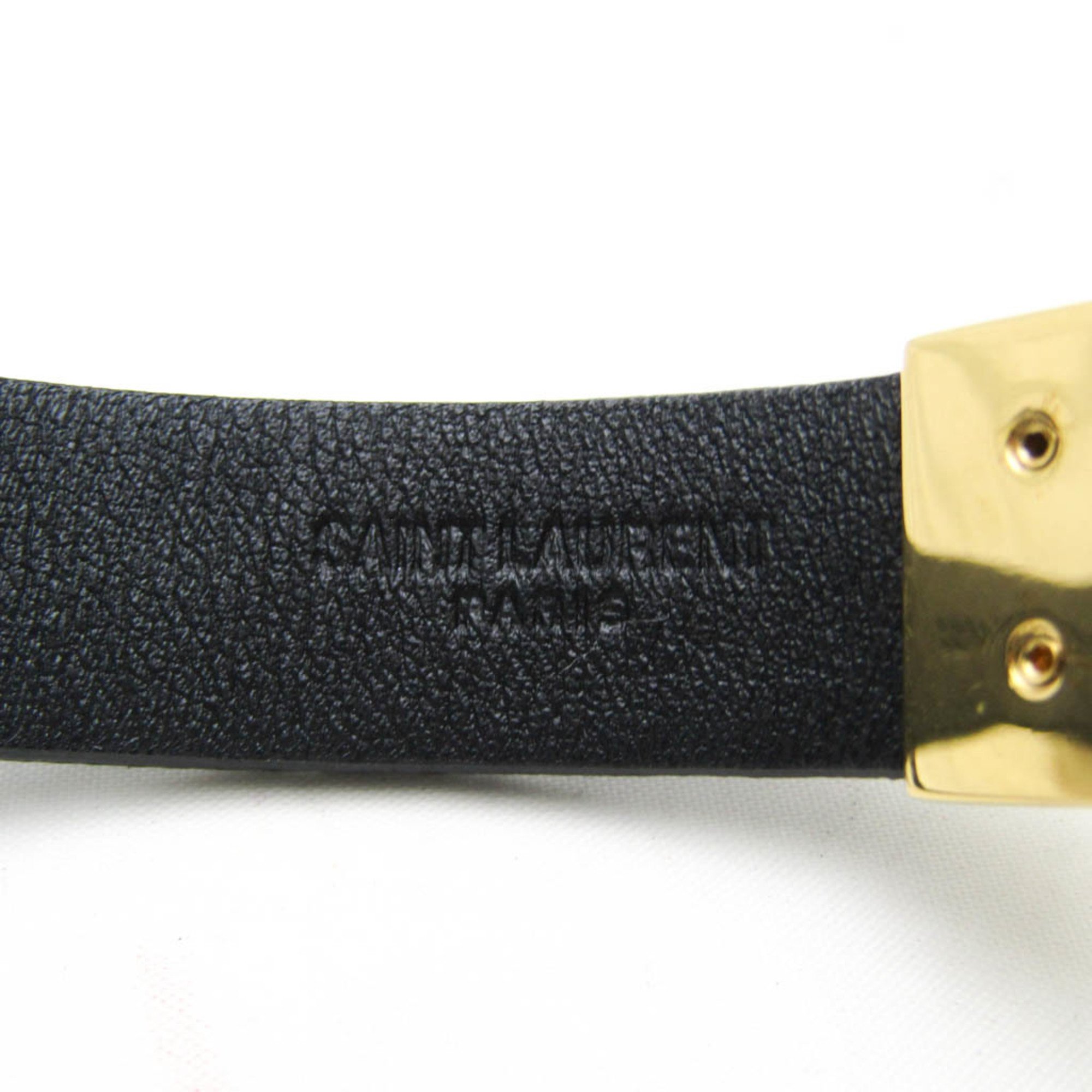 Saint Laurent Studs Leather,Metal Bracelet Black,Gold