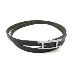 Hermes Hapi III Leather Wrap Bracelet Black