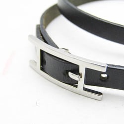 Hermes Hapi III Leather Wrap Bracelet Black