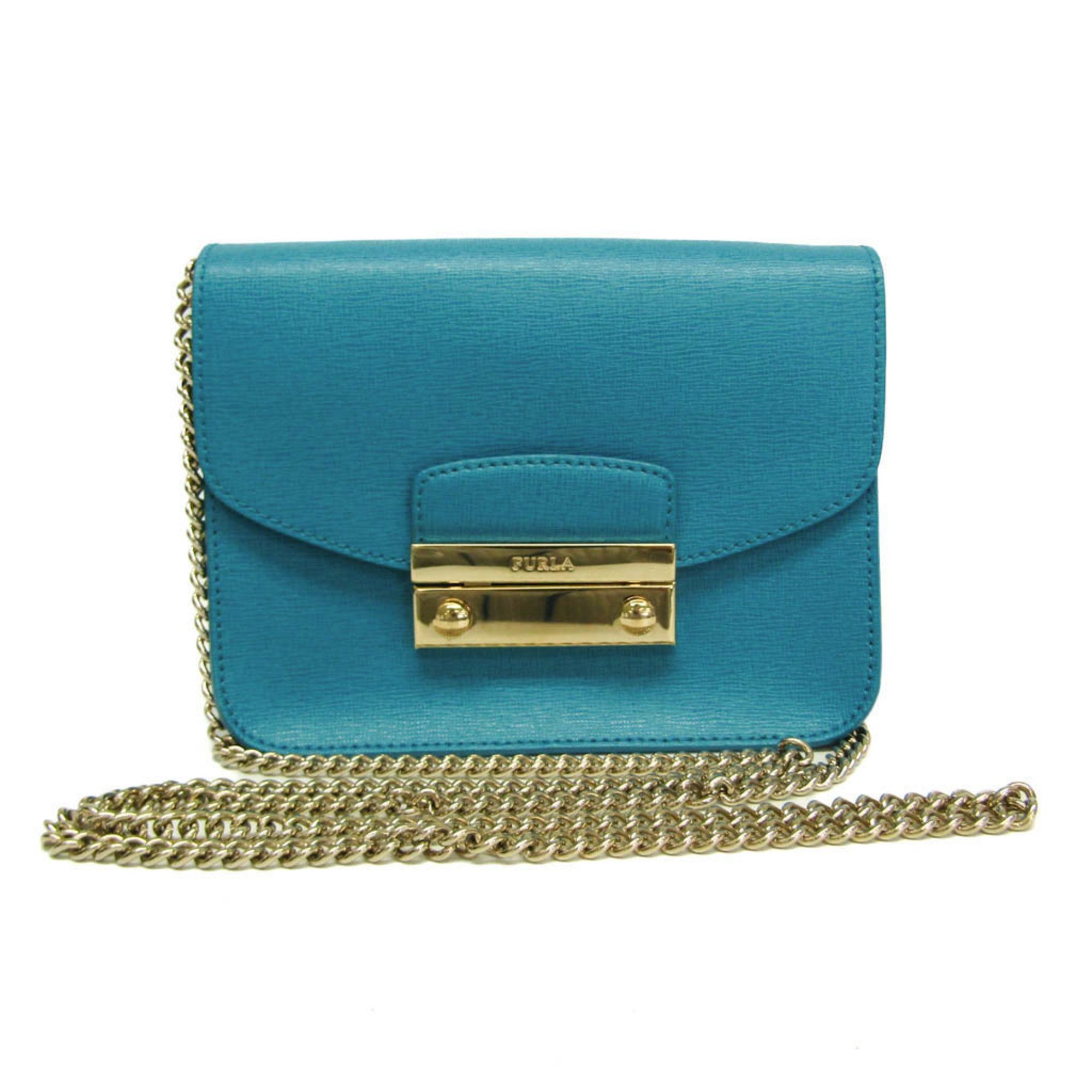 Furla Julia Mini Chain Women's Leather Shoulder Bag Blue