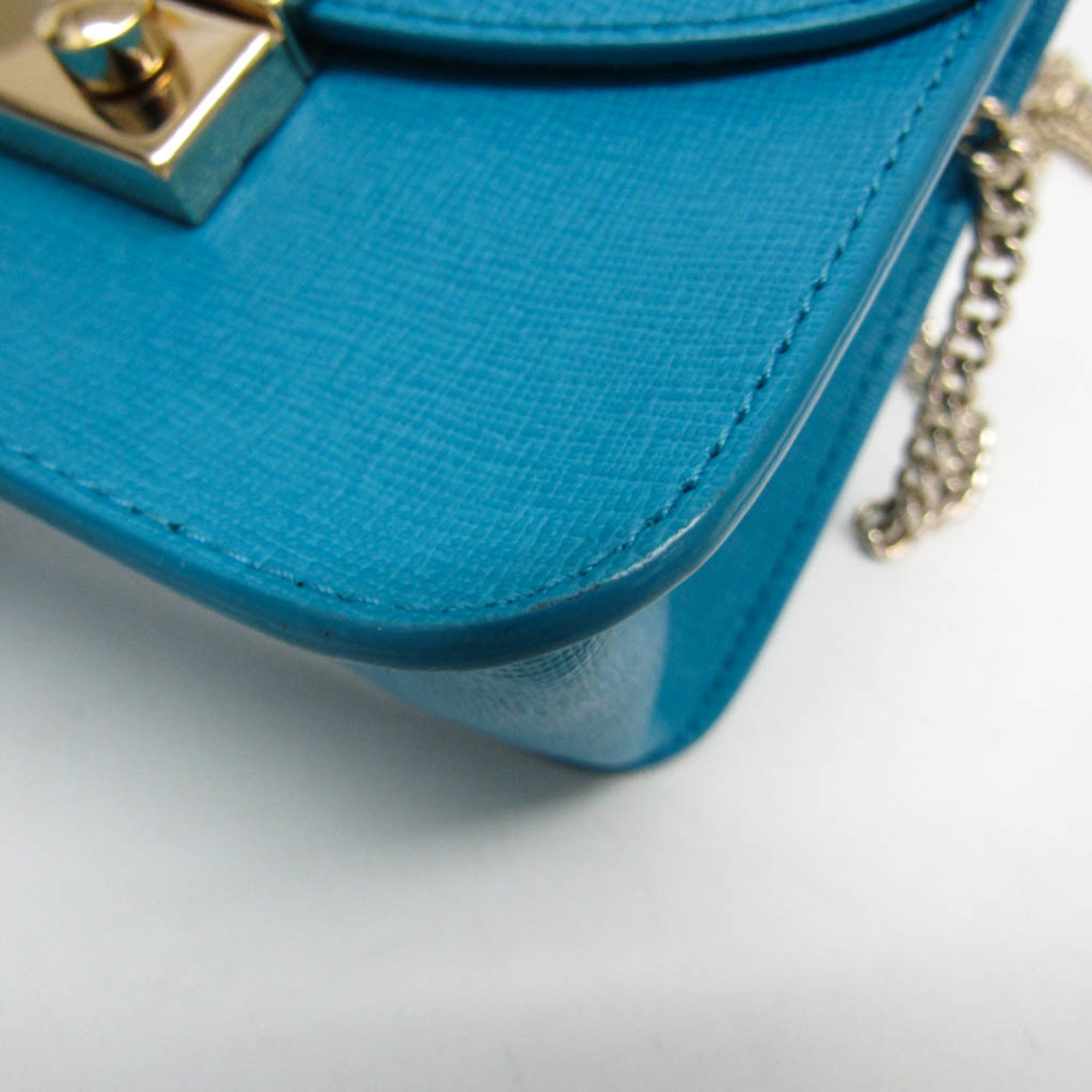 Furla Julia Mini Chain Women's Leather Shoulder Bag Blue