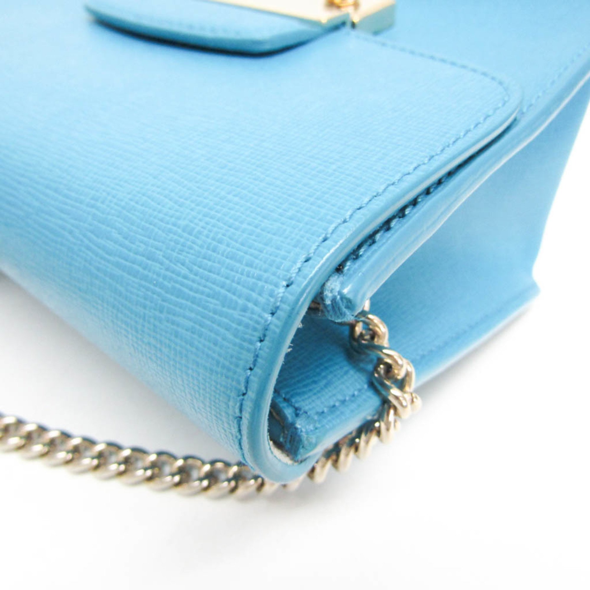 Furla Julia Mini Chain Women's Leather Shoulder Bag Blue