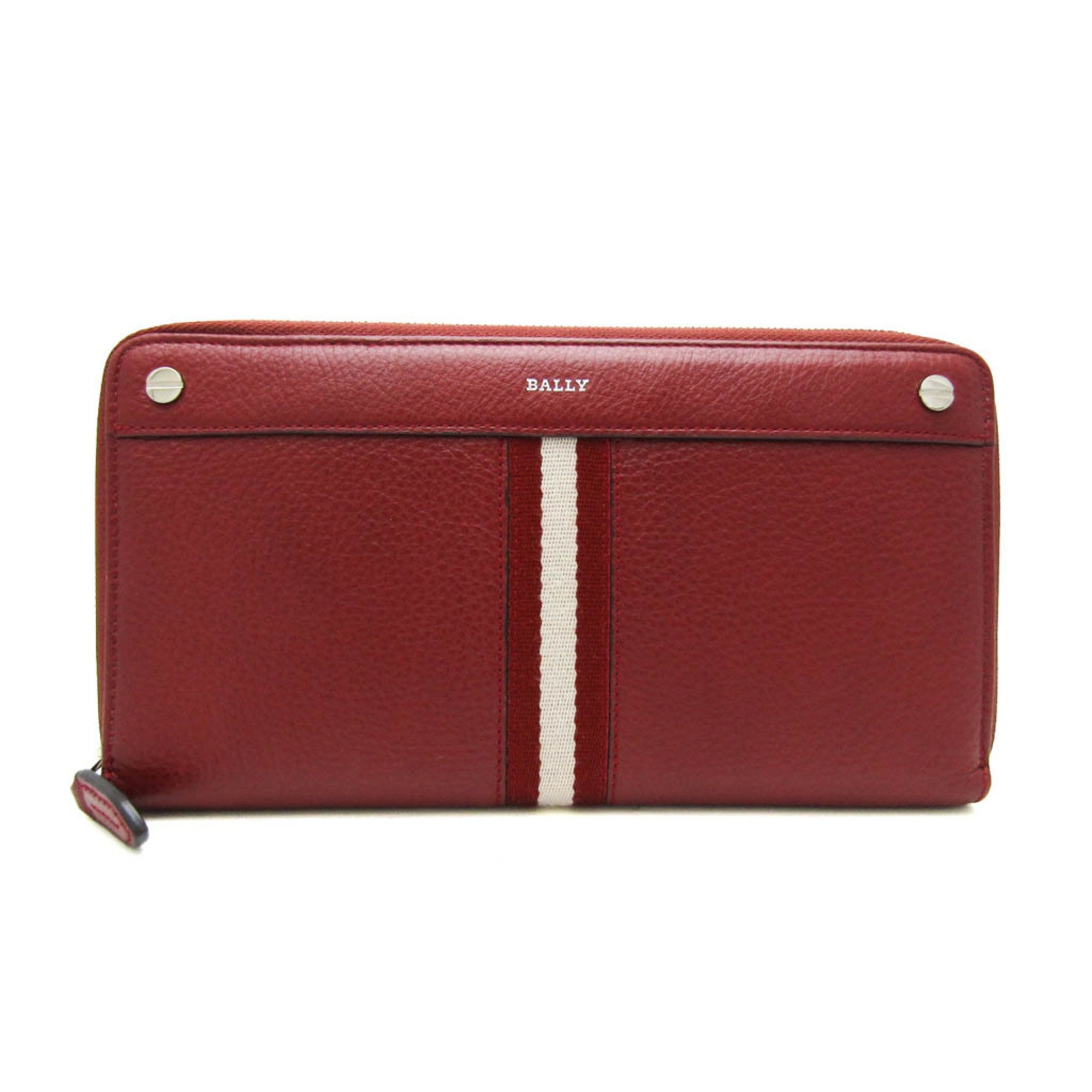 Bally Travel Case Men,Women Leather Long Wallet (bi-fold) Red Brown