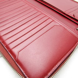 Bally Travel Case Men,Women Leather Long Wallet (bi-fold) Red Brown