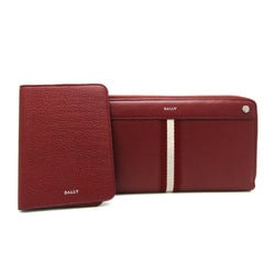 Bally Travel Case Men,Women Leather Long Wallet (bi-fold) Red Brown