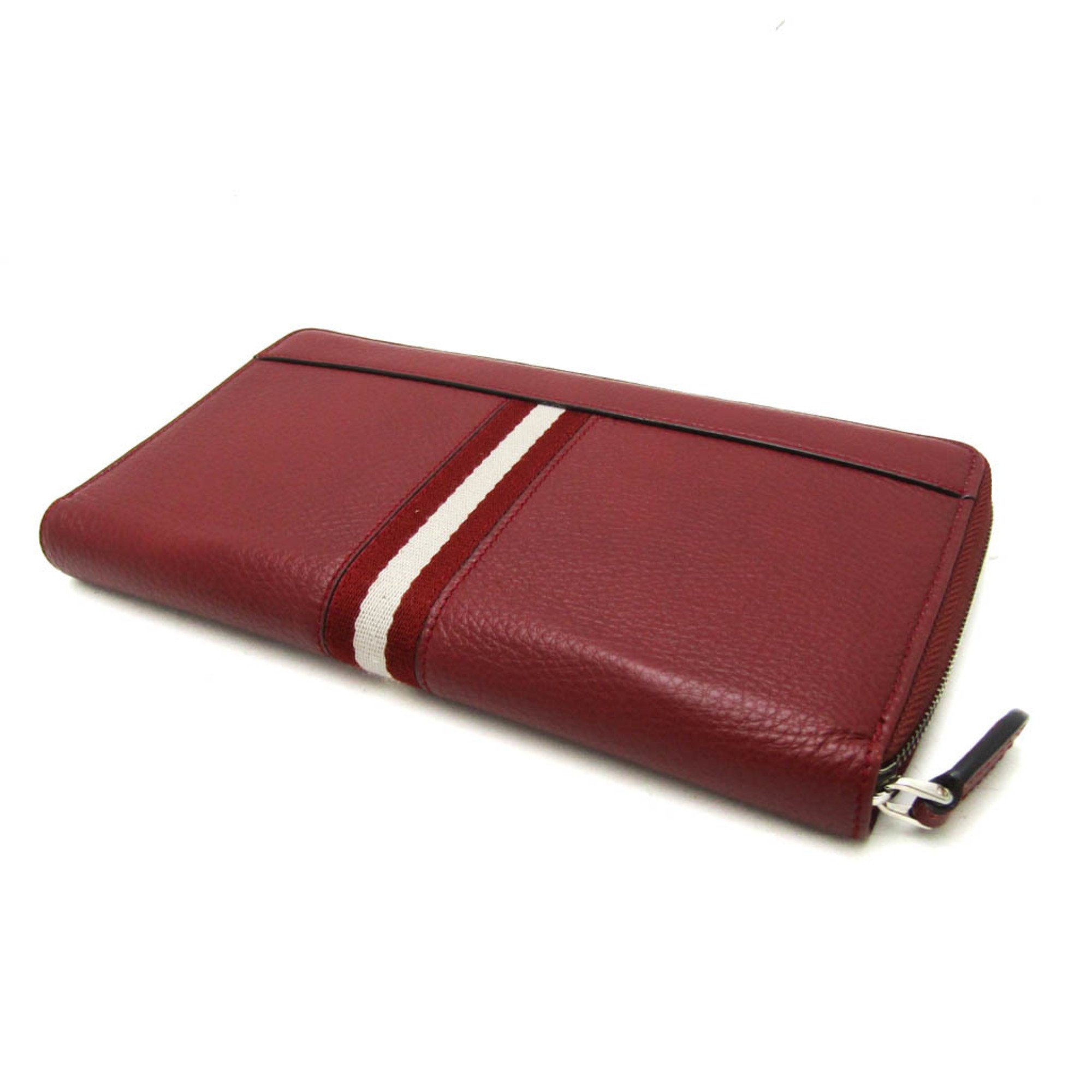 Bally Travel Case Men,Women Leather Long Wallet (bi-fold) Red Brown