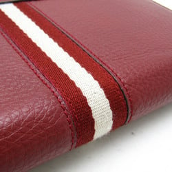 Bally Travel Case Men,Women Leather Long Wallet (bi-fold) Red Brown