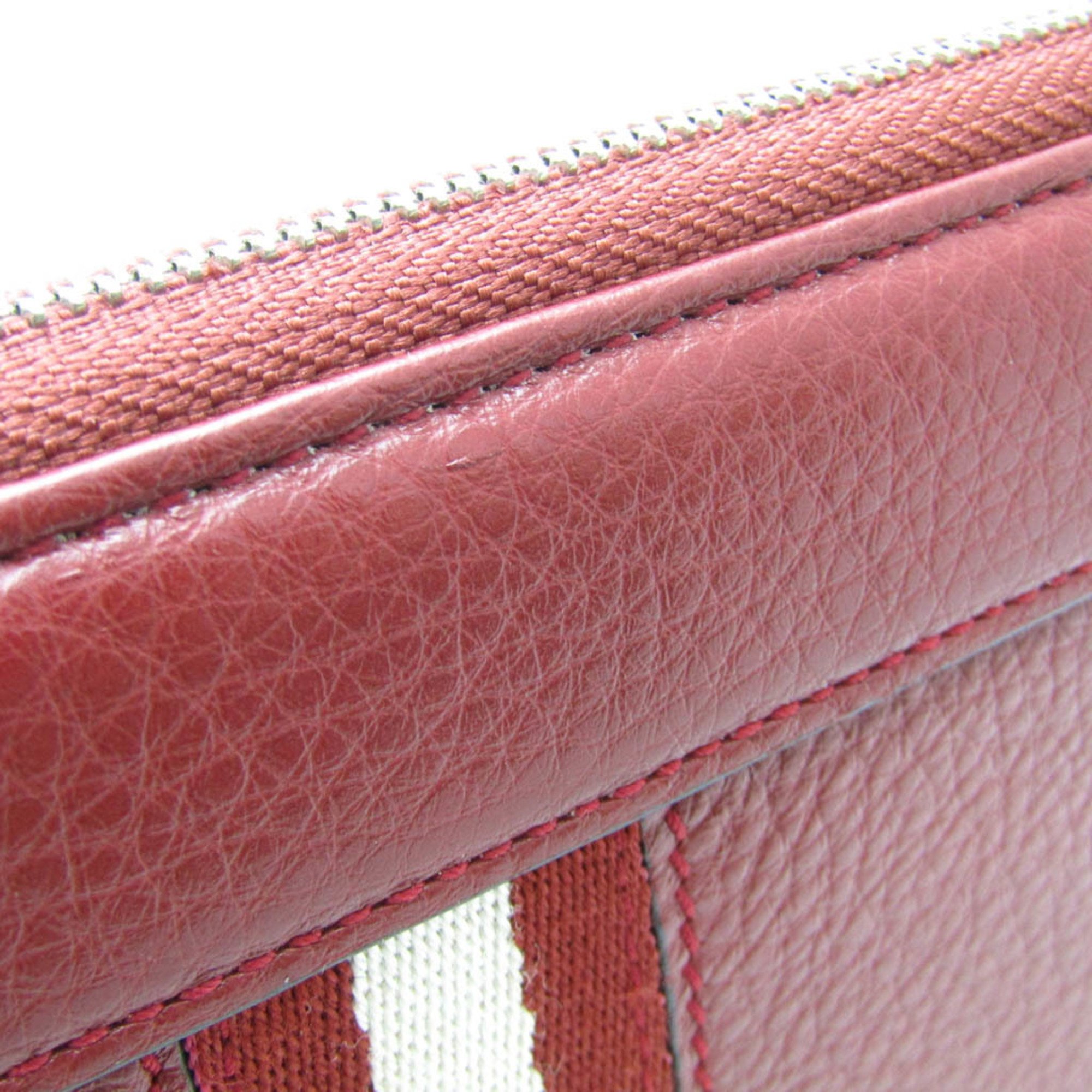 Bally Travel Case Men,Women Leather Long Wallet (bi-fold) Red Brown