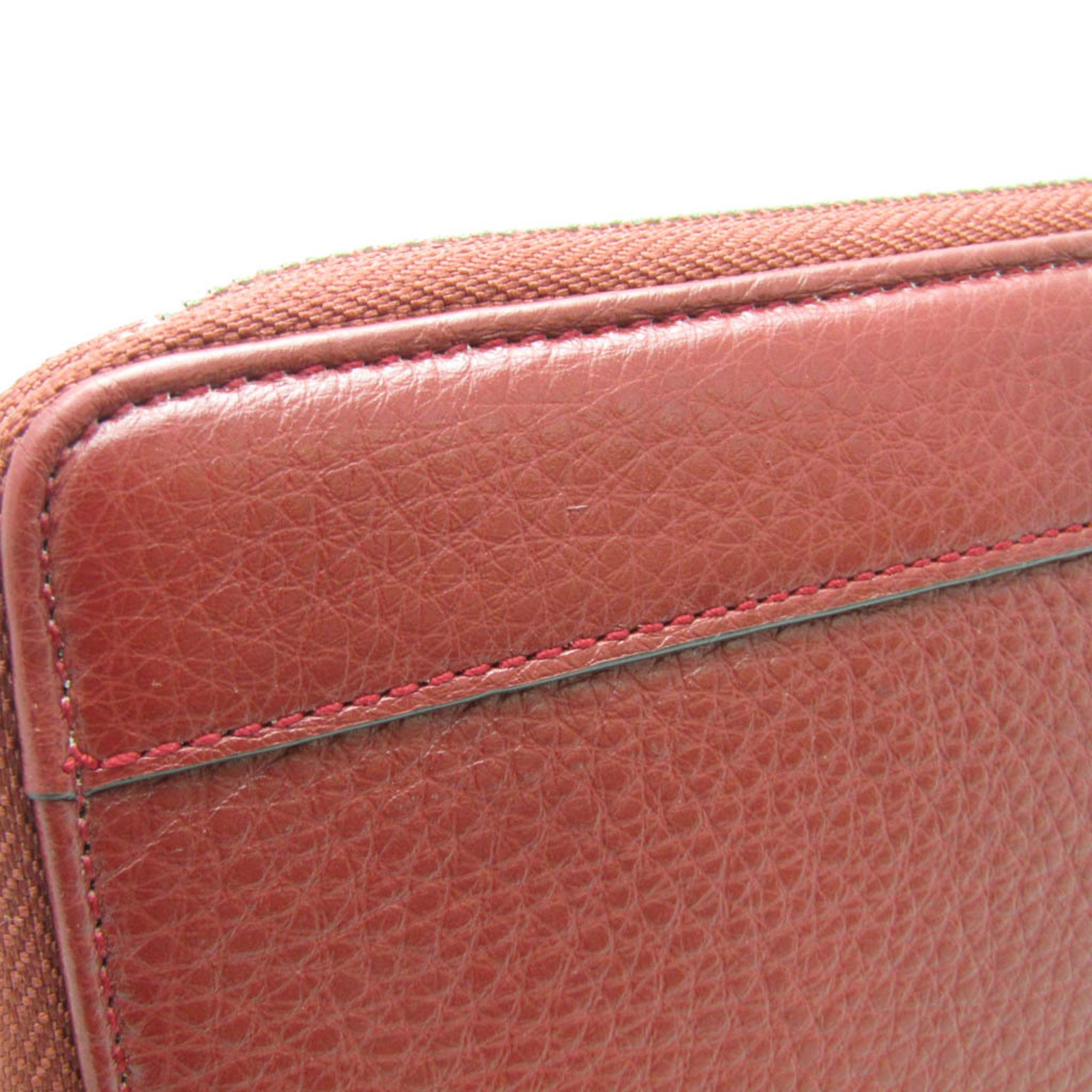 Bally Travel Case Men,Women Leather Long Wallet (bi-fold) Red Brown