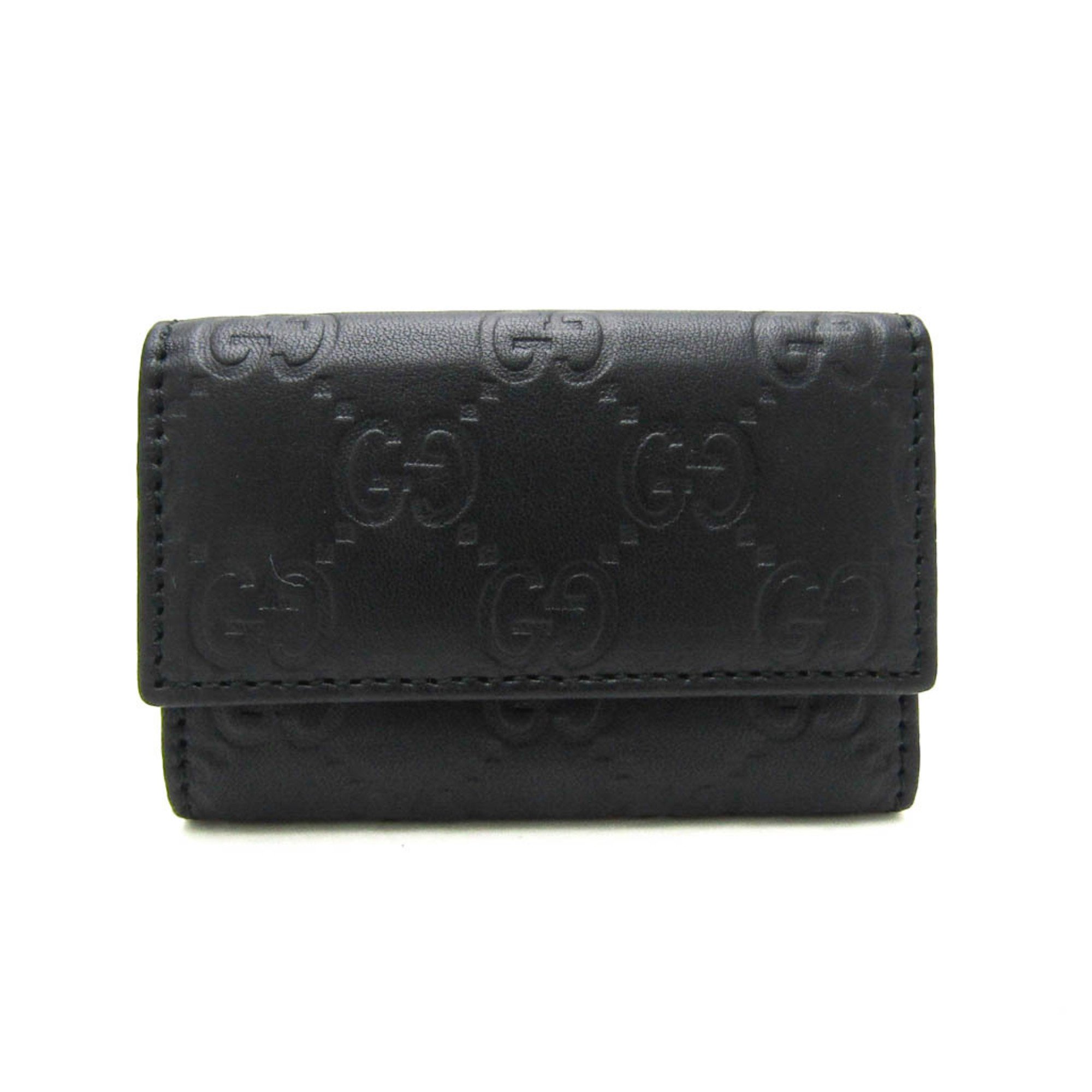 Gucci Guccissima 138093 Women,Men Leather Key Case Black