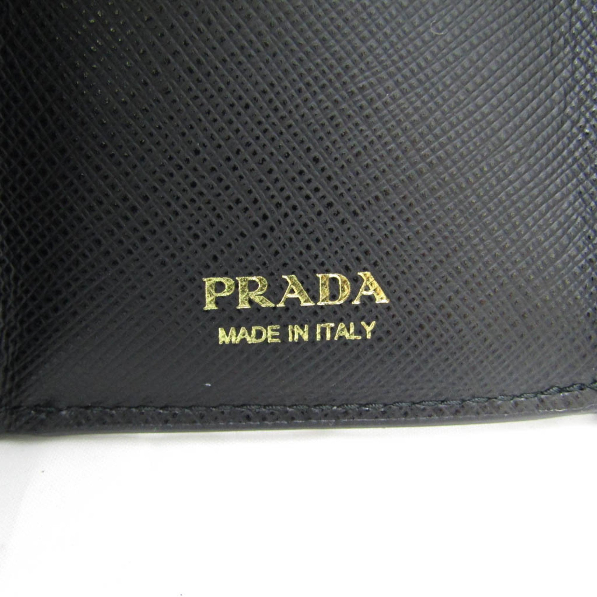 Prada Saffiano SAFFIANO METAL 1MH021 Women's Leather Wallet (tri-fold) Black