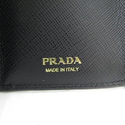 Prada Saffiano SAFFIANO METAL 1MH021 Women's Leather Wallet (tri-fold) Black