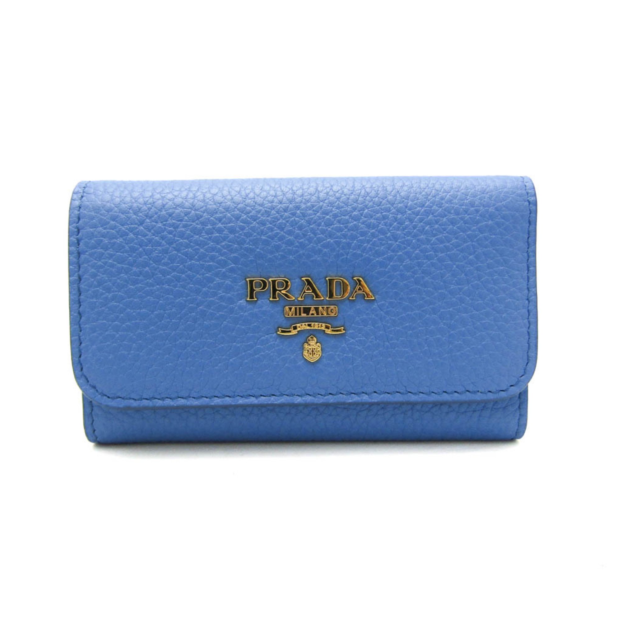 Prada Women's Leather Key Case Blue