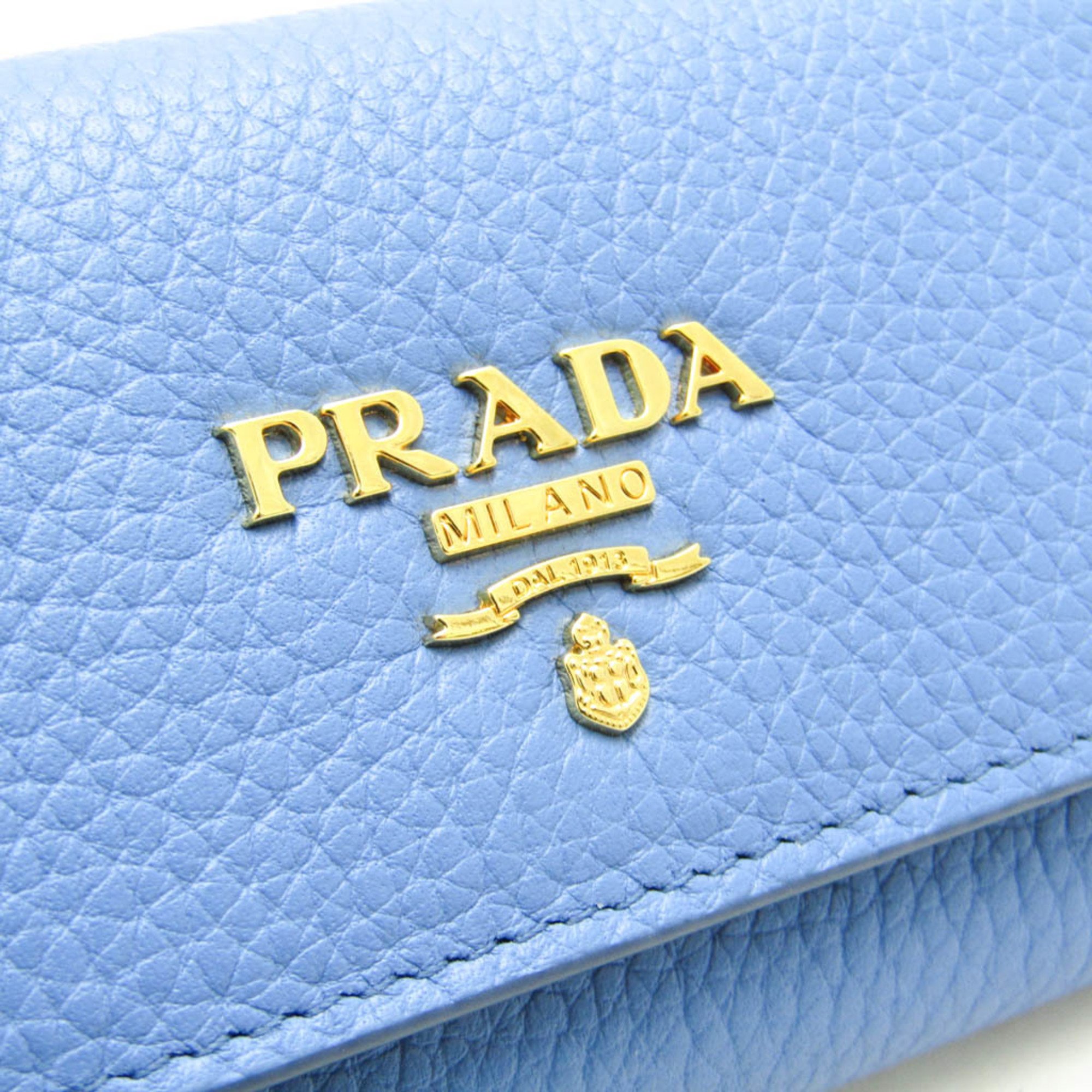 Prada Women's Leather Key Case Blue