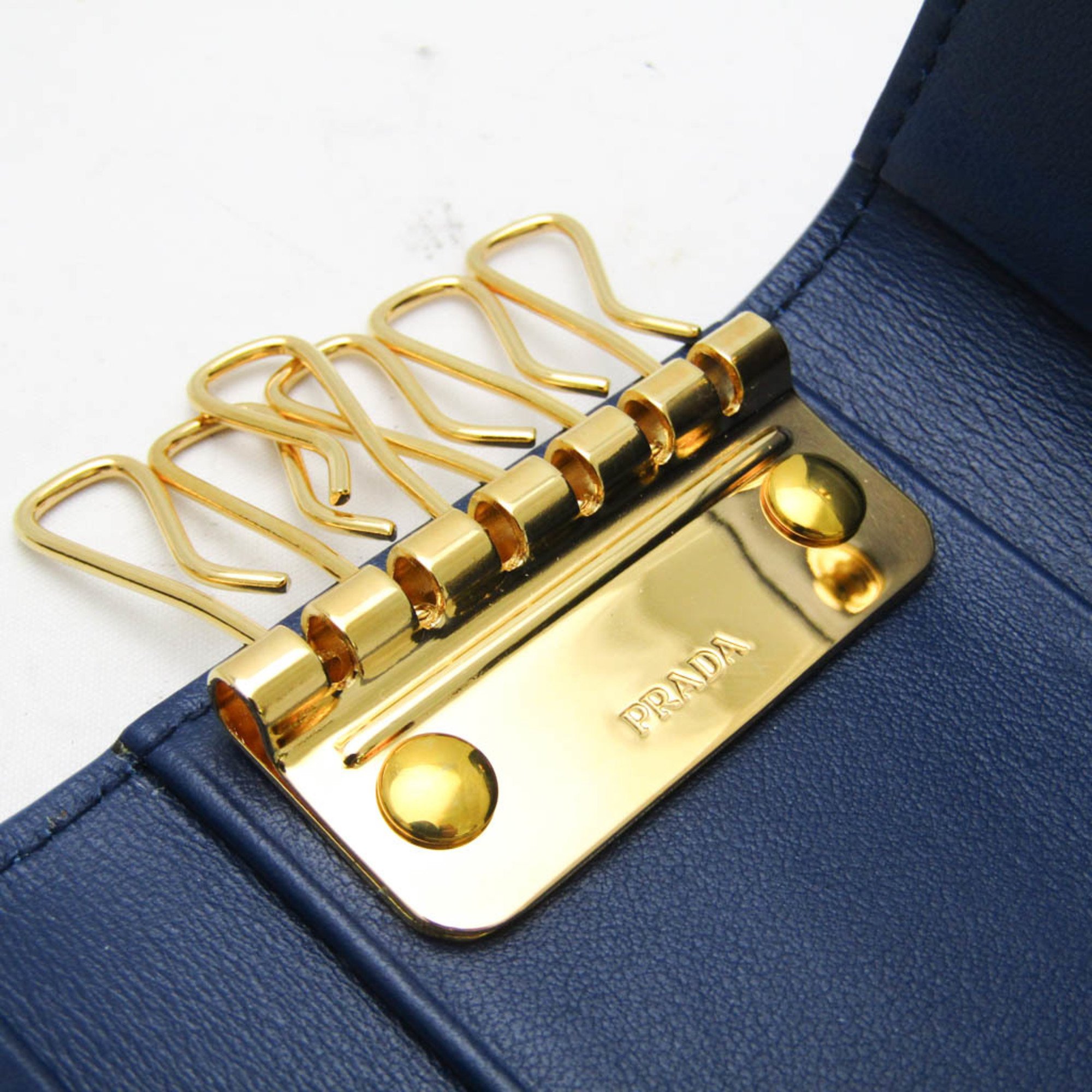 Prada Women's Leather Key Case Blue