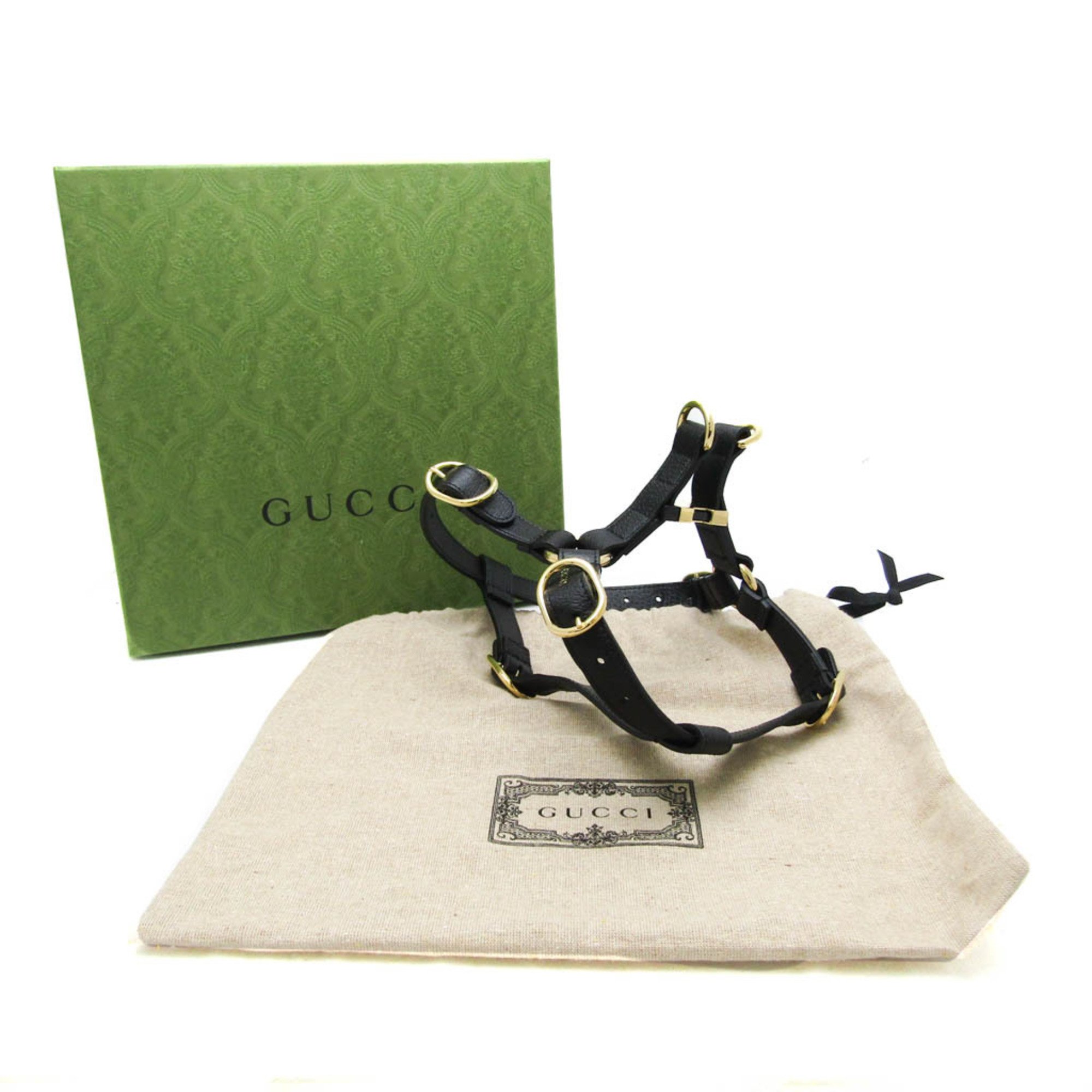 Gucci Interlocking G 692963 Dog Harness Leather Black