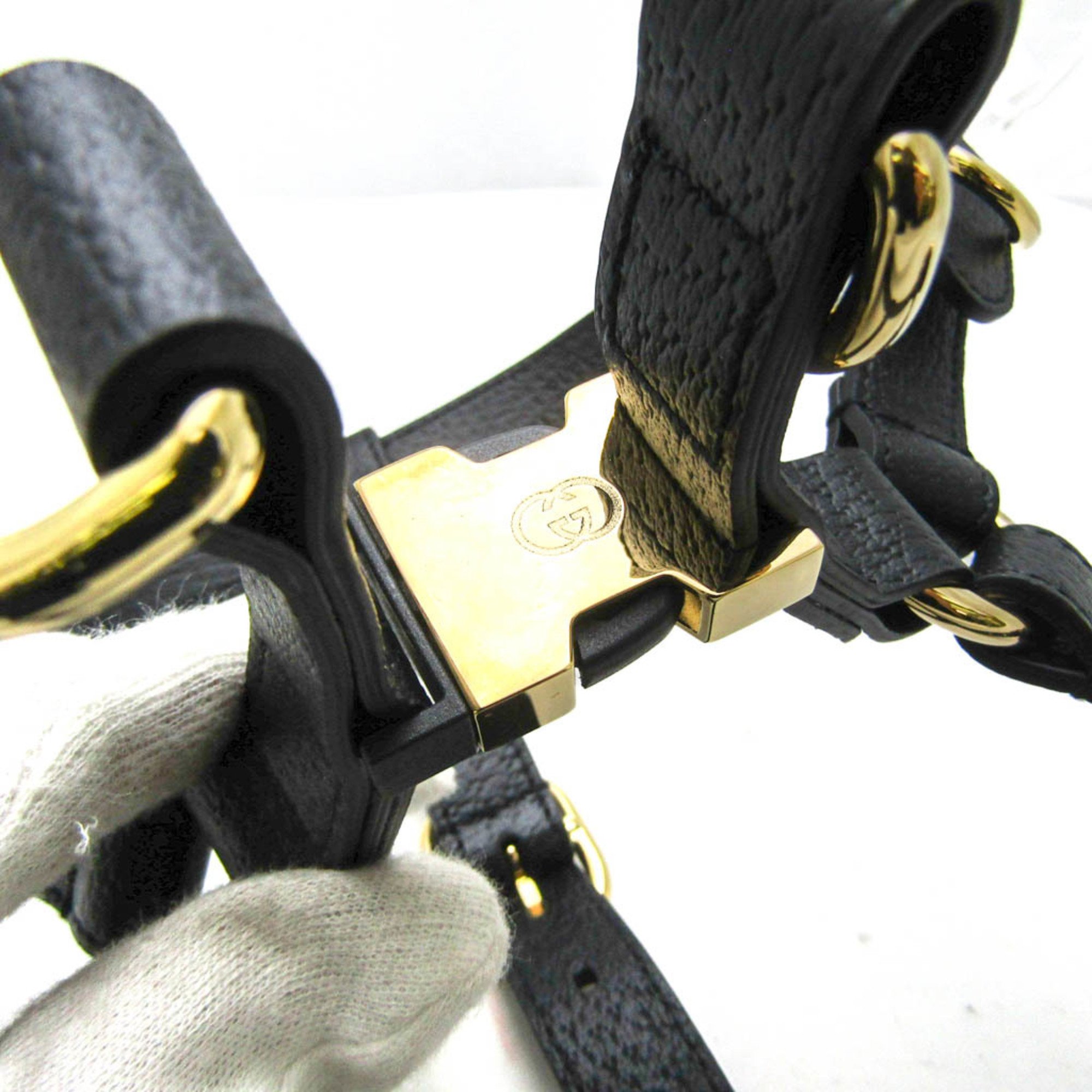 Gucci Interlocking G 692963 Dog Harness Leather Black