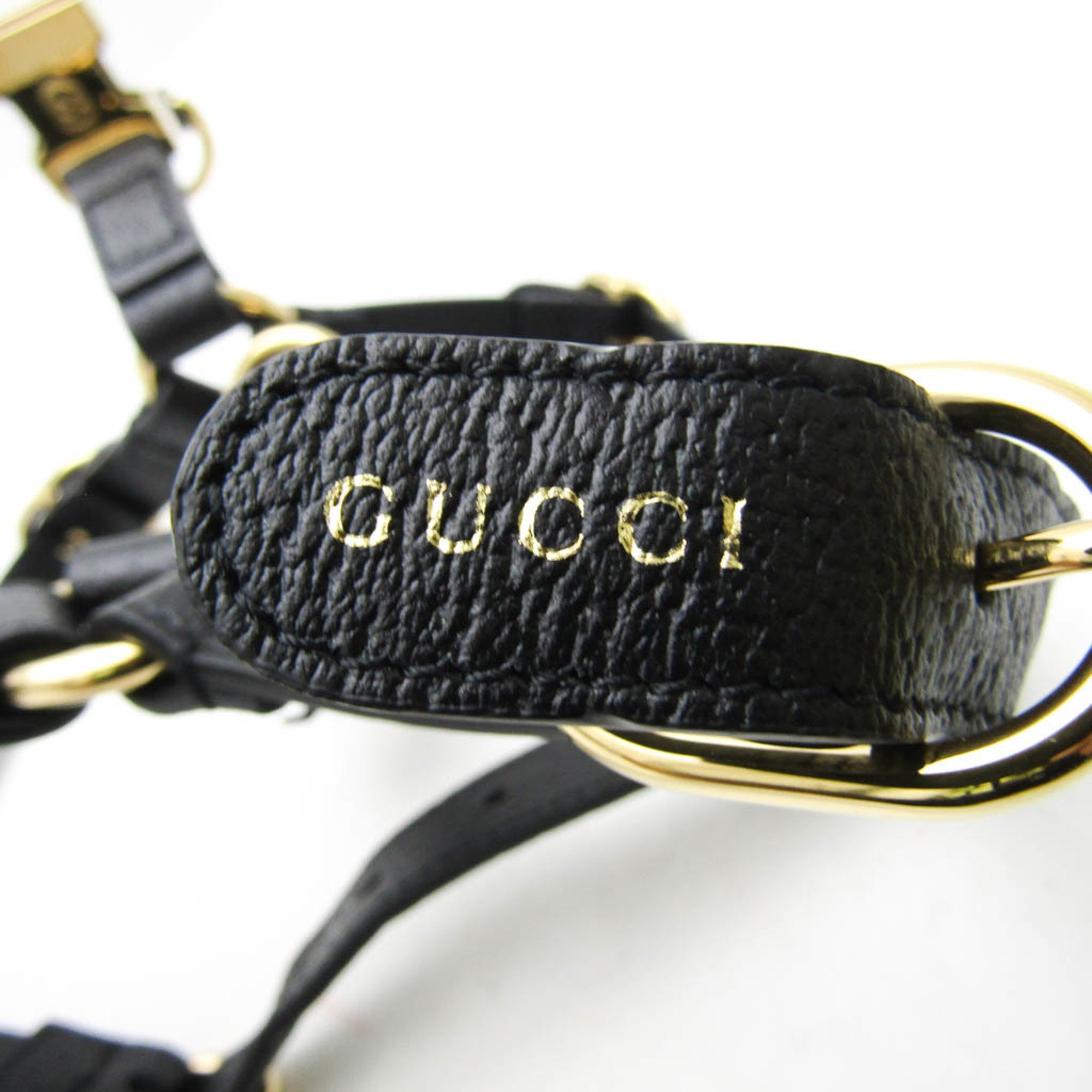 Gucci Interlocking G 692963 Dog Harness Leather Black