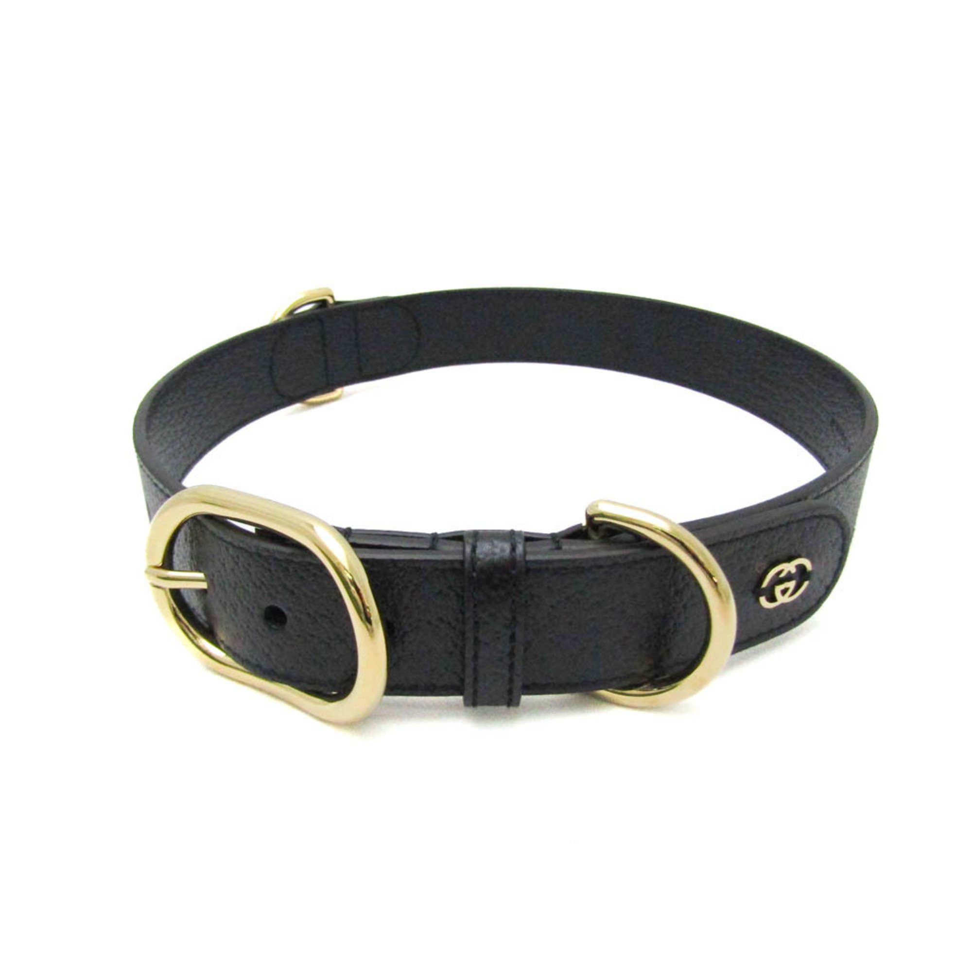 Gucci Interlocking G 695256 Dog Collar Leather Black