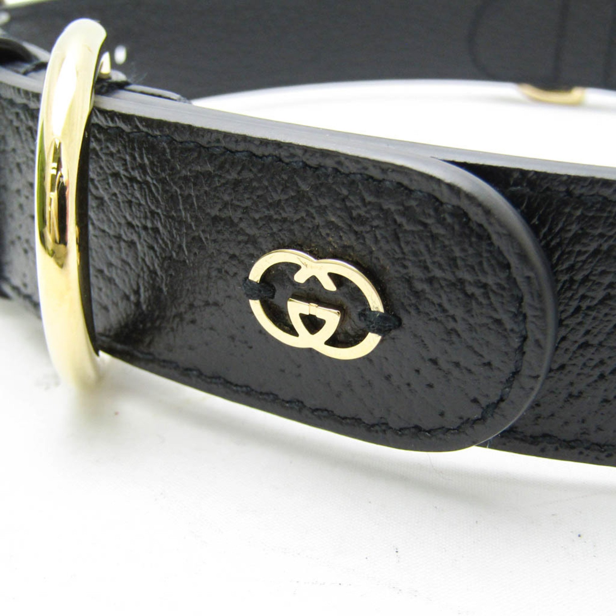 Gucci Interlocking G 695256 Dog Collar Leather Black