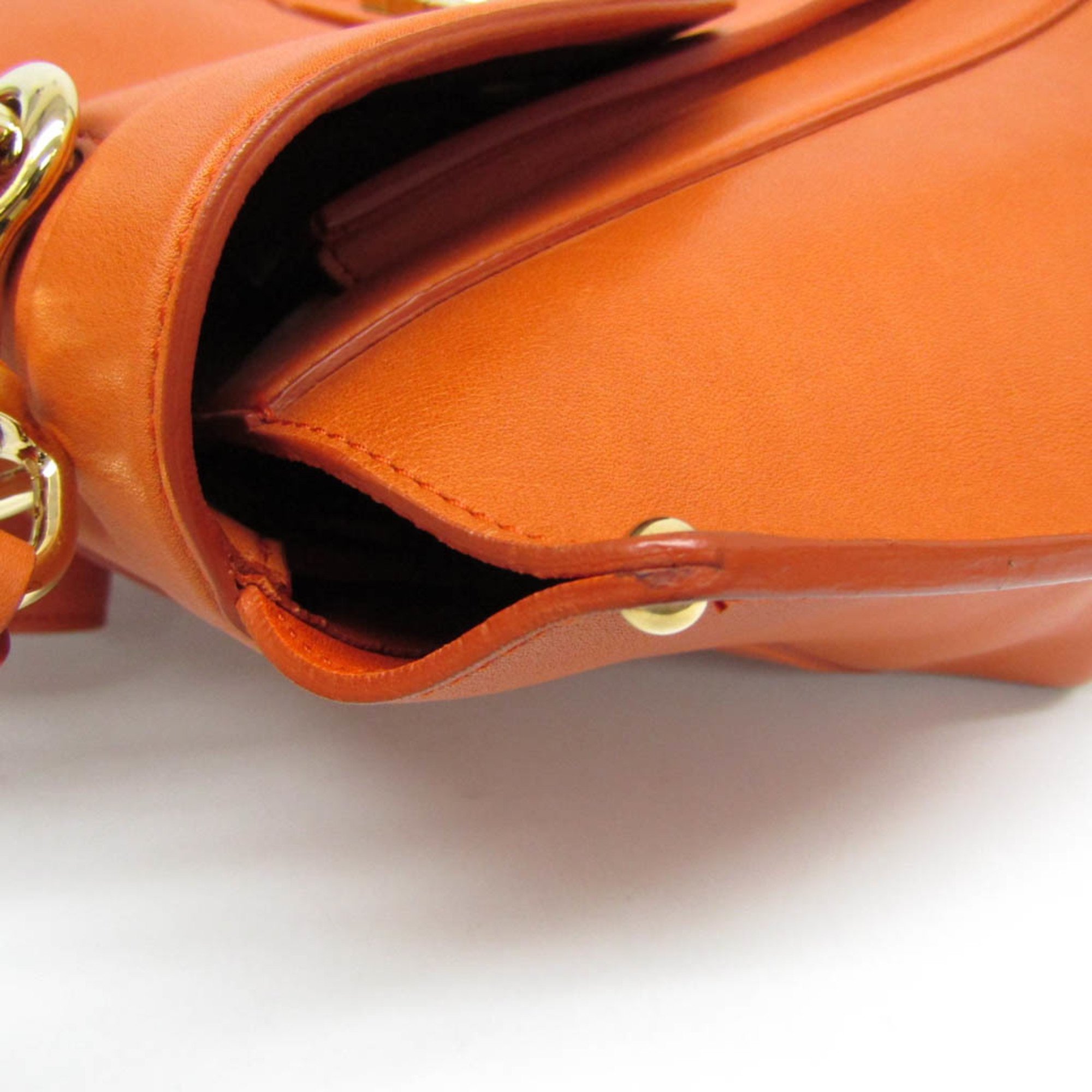 Salvatore Ferragamo Gancini Soft Sophia RG21 G395 Women's Leather Handbag,Shoulder Bag Orange