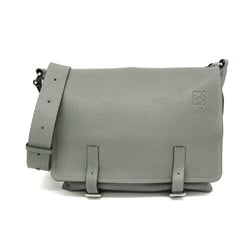 Loewe Military Women,Men Leather Messenger Bag Gray