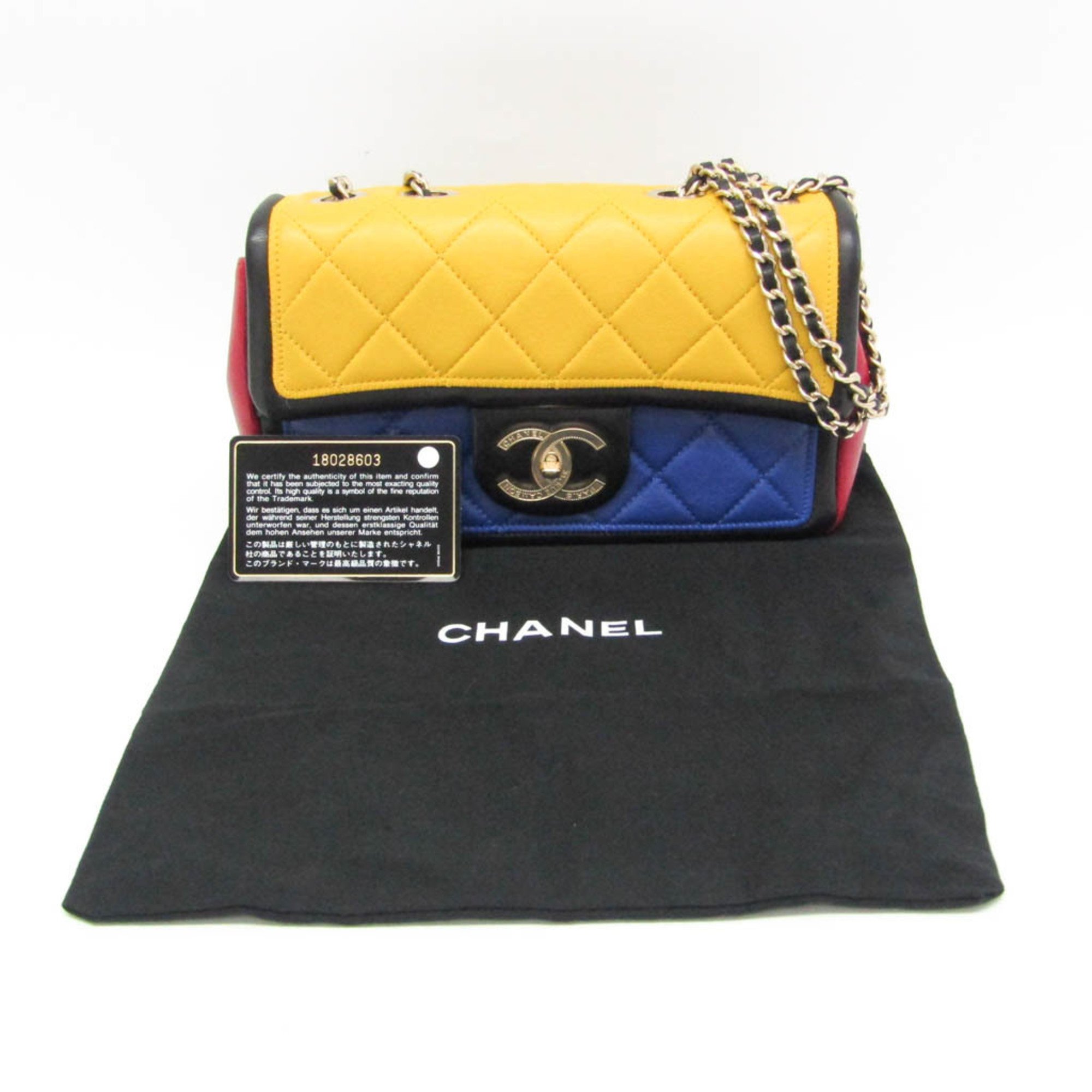 Chanel Matelasse Mondrian Collar Chain Shoulder Bag Women's Leather Shoulder Bag Blue,Red Color,Yellow