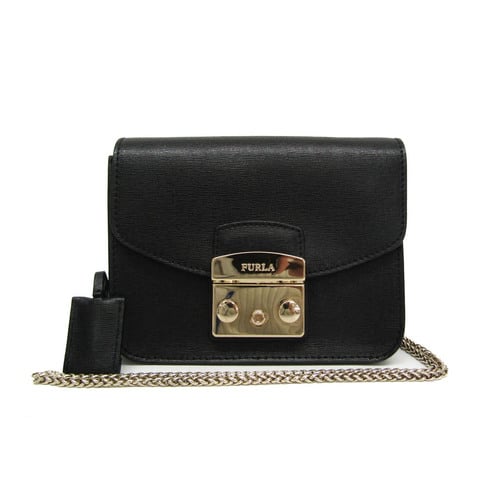 Furla Metropolis Mini G6400 S2 Women's Leather Shoulder Bag Black