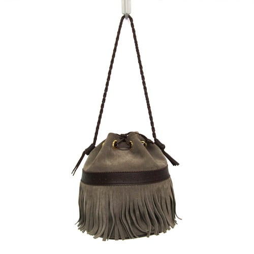 J&M Davidson Carnival Women's Leather,Suede Shoulder Bag Brown,Gray