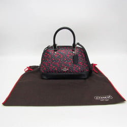 Coach Mini Sierra Satchel F59443 Women's Leather Handbag,Shoulder Bag Black,Multi-color