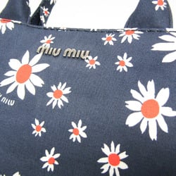 Miu Miu Flower TESSUTO STAMPAT 5BG439 Women's Canvas Handbag,Shoulder Bag Navy